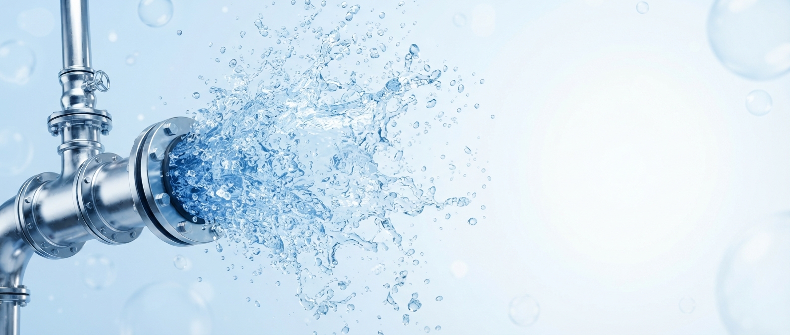 Tuyau qui fuit avec des éclaboussures d'eau